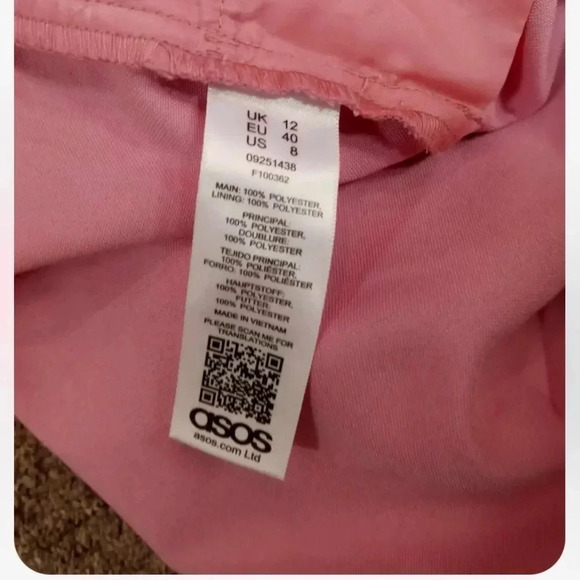 ASOS Y.A.S Mini Cord Wide Leg High Rise Pink Pants Size 8 - Picture 7 of 10